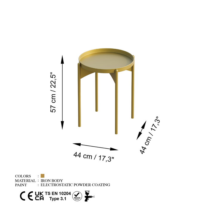 Hanah Home Mesa de Centro Shb-002-B Dorada